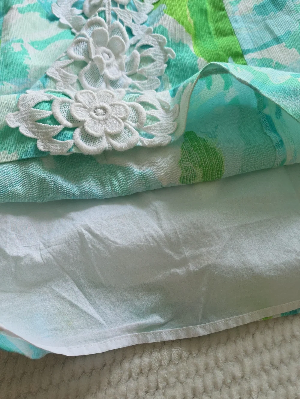 Lilly Pulitzer Aqua &  Green Floral Lace-Trim Halter Dress